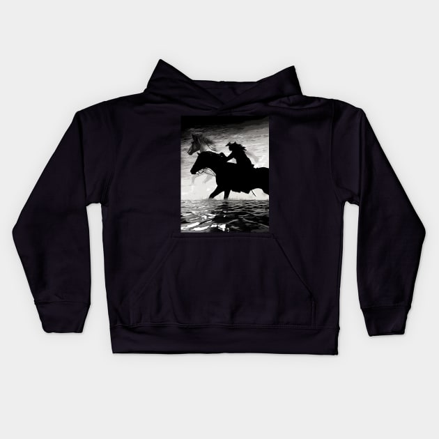 Running with the Spirits - Horses Kids Hoodie by Highseller